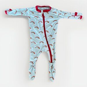 Kickee Pants Footie with Zipper in Blue Rainbows Size 3-6 Months Soft Bamboo
